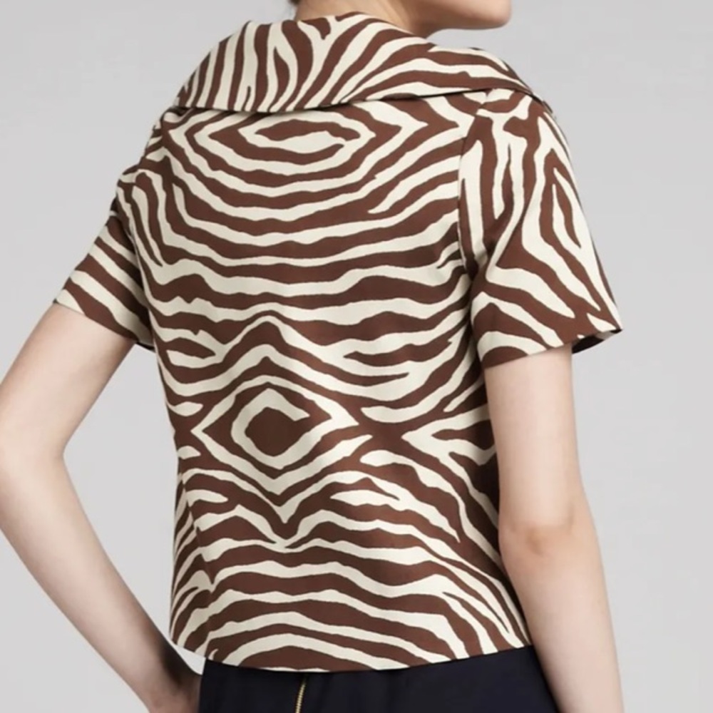 Kate Spade Silk Blend Zebra Print Cropped Jacket. Size 2 - Picture 3 of 9